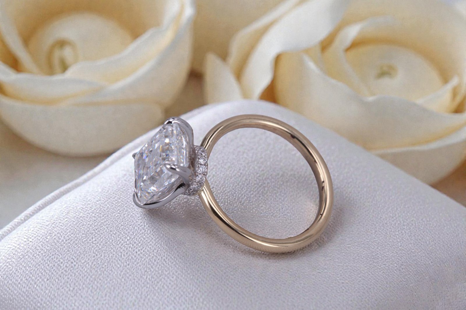 Custom two-tone engagement ring for couples in Oceanside
