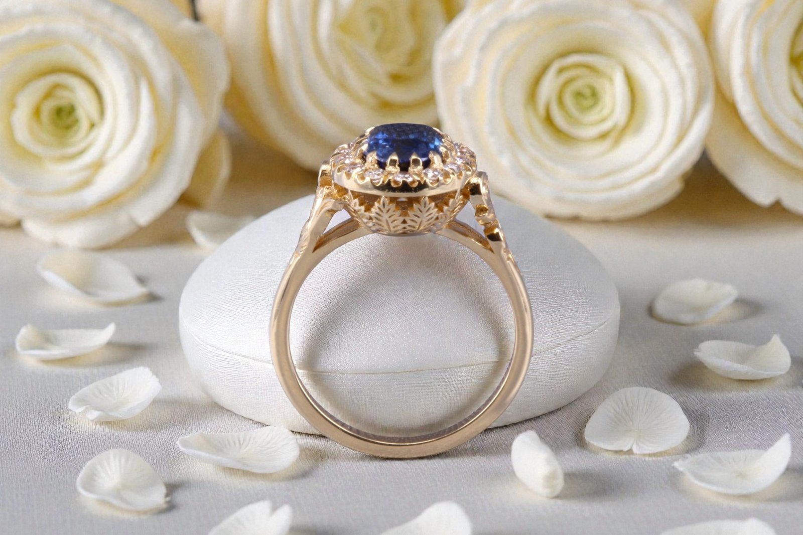 Handcrafted natural sapphire engagement ring for couples in Oceanside